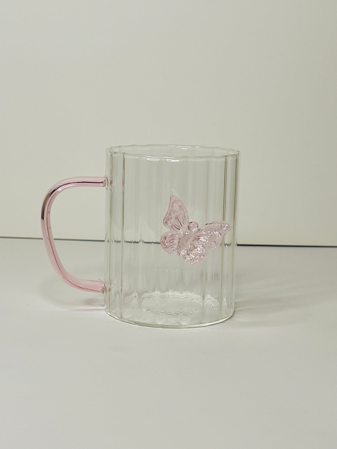 Borosilicate Glass Mug With 3D Butterfly Charm