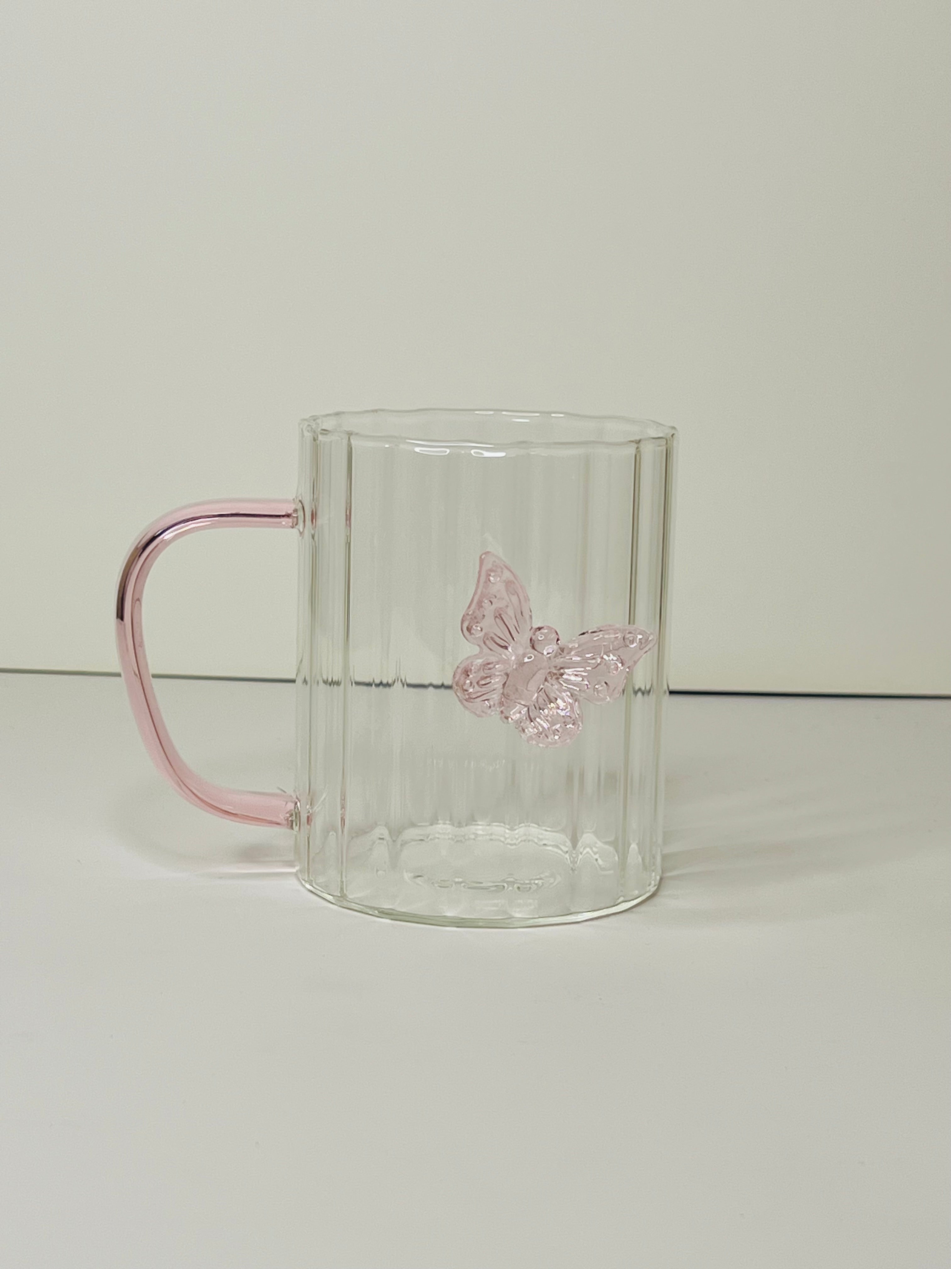 Borosilicate Glass Mug With 3D Butterfly Charm